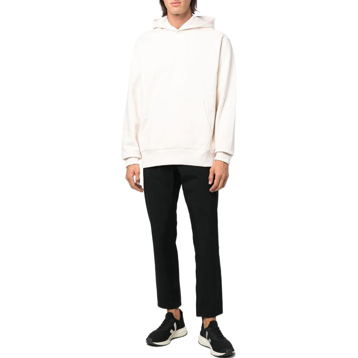 Men's adidas originals Solid Color Logo Hooded Pullover Long Sleeves Creamy White HK0318