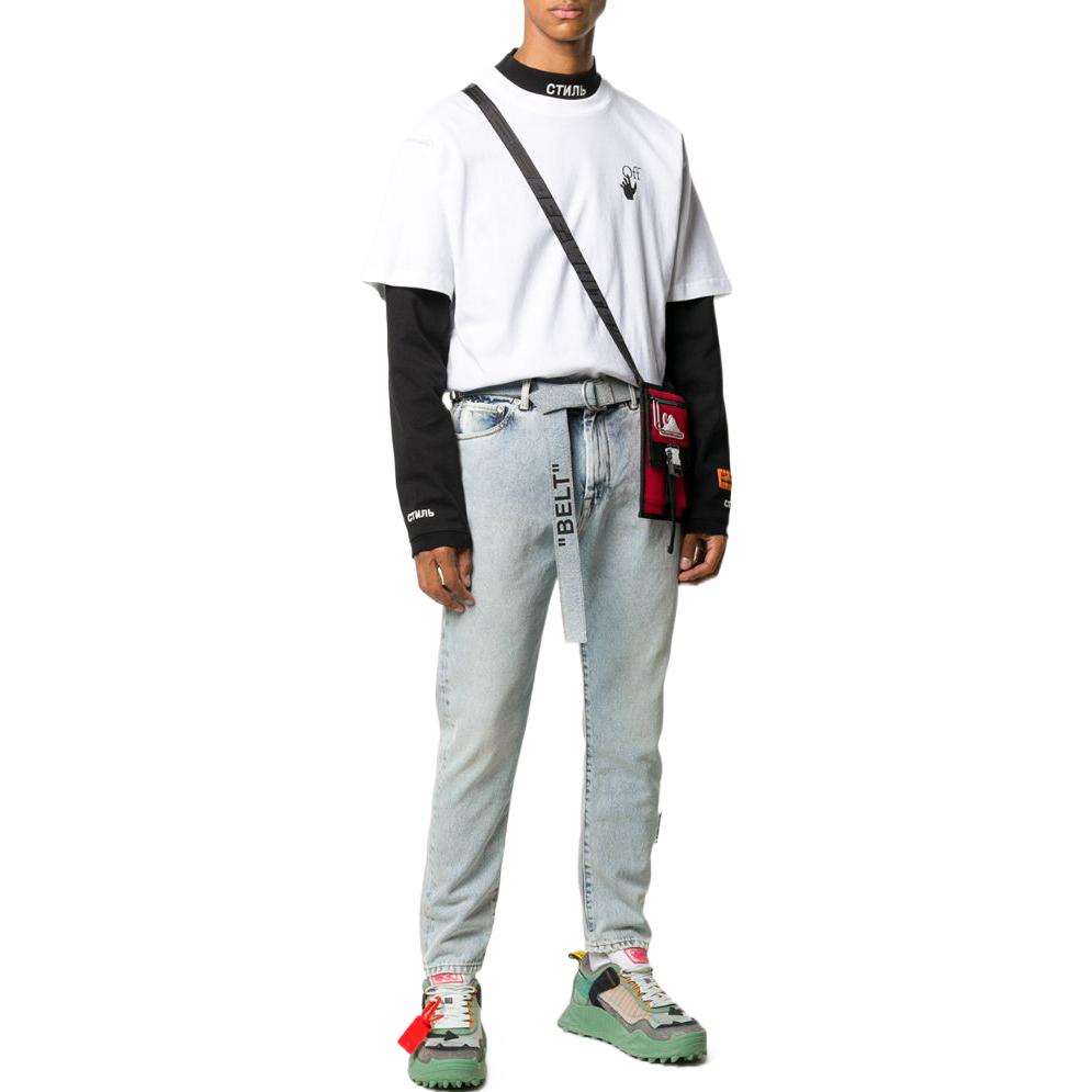 Men's Off-White SS22 Arrow Printing Loose Short Sleeve White T-Shirt OMAA038F20FAB0020110WHITE