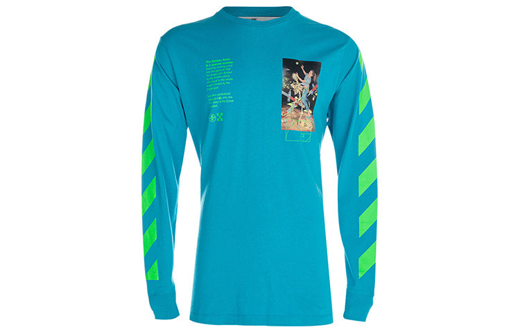 Off-White Printing Round Neck Long Sleeves Version Sky Blue OMAB001R201850143988