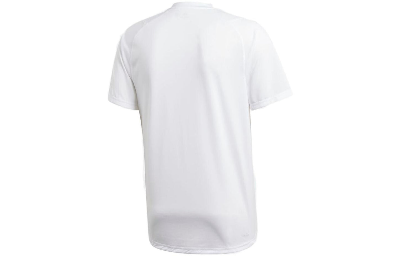 adidas Logo Round Neck Solid Color Short Sleeve White DV1313