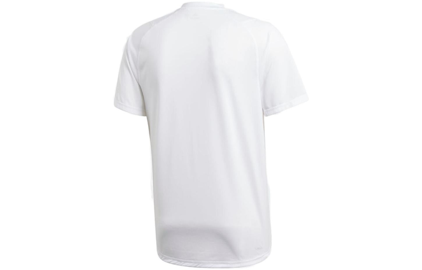 adidas Logo Round Neck Solid Color Short Sleeve White DV1313