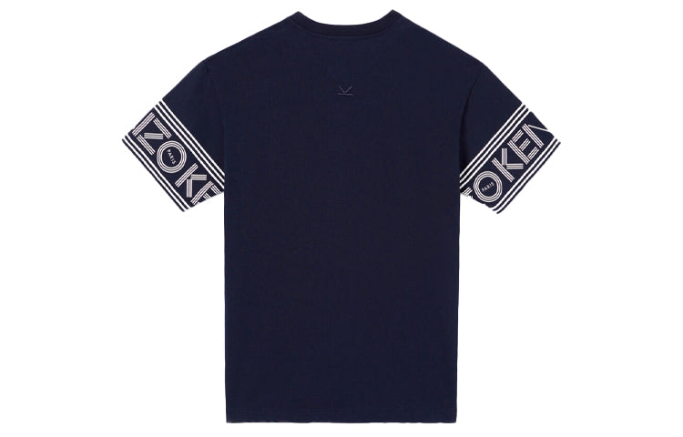 Men's KENZO Cuff Alphabet Logo Printing Short Sleeve Navy Blue F56-5TS043-4BD-77B