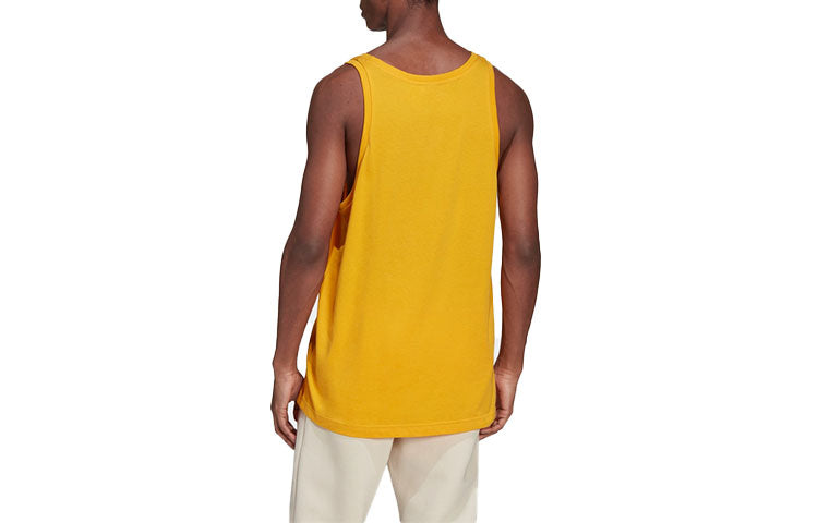 Men's adidas Alphabet Logo Printing Round Neck Sports Gold Color Vest HE9523
