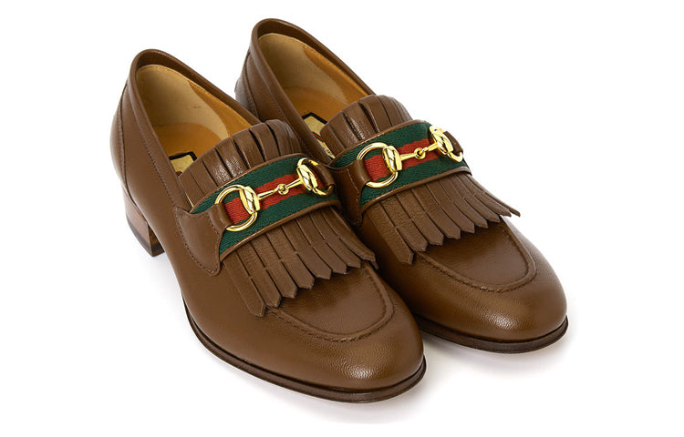 (WMNS) Gucci With Web And Interlocking G Loafer 'Brown' 700182-0G0P0-2360