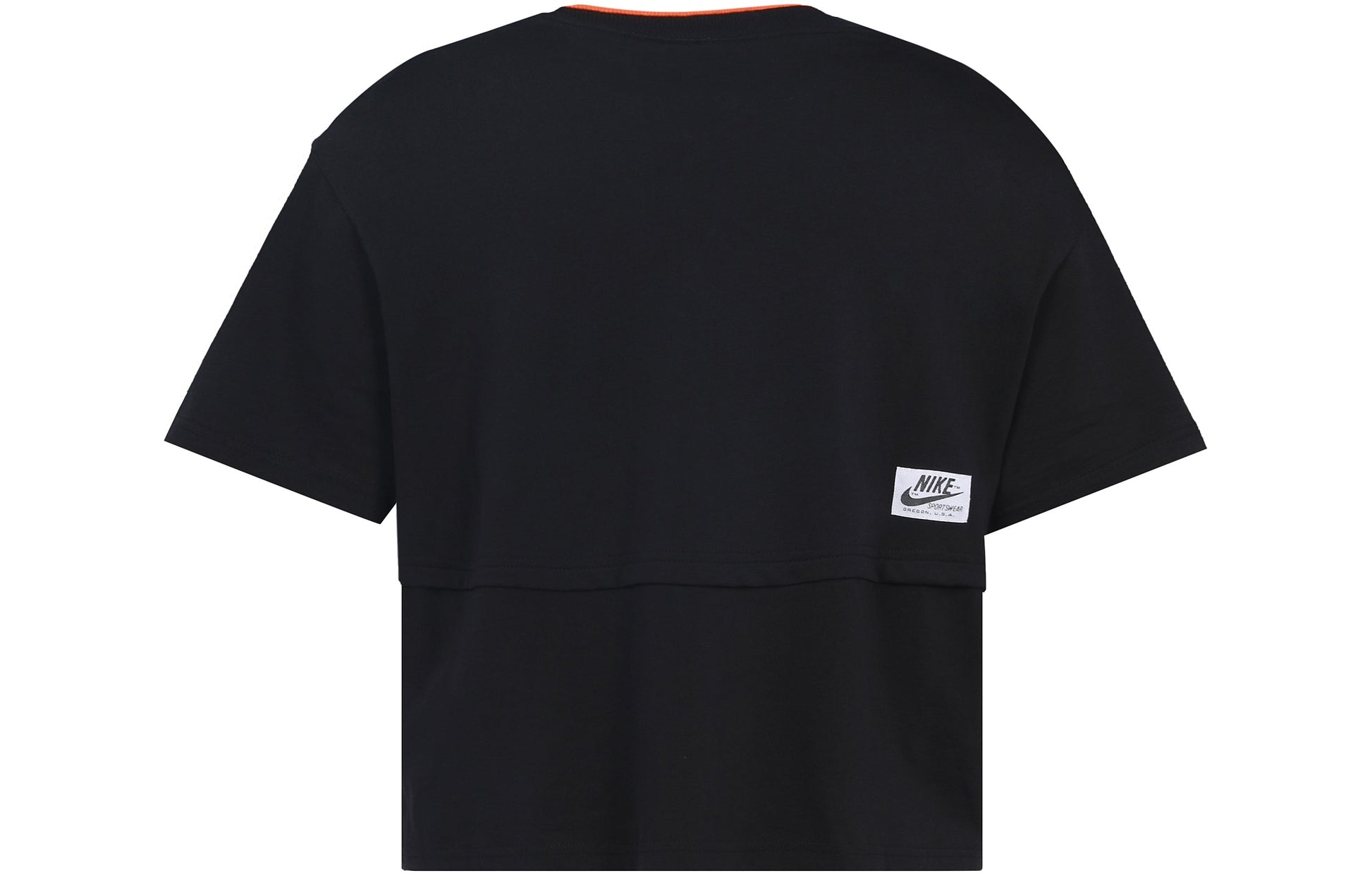 (WMNS) Nike logo Splicing Short Sleeve Asia Edition 'Black' CJ2041-010
