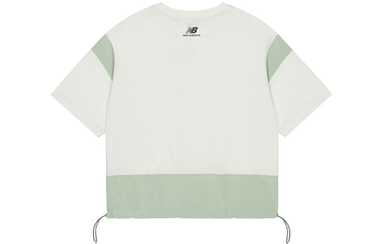(WMNS) New Balance Colorblock Loose Round Neck Pullover Short Sleeve White AWT13300-IV