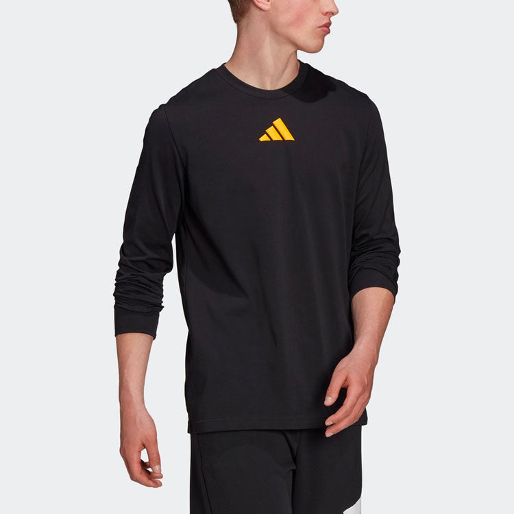 adidas Logo Casual Sports Stylish Round Neck Long Sleeves Black H46782