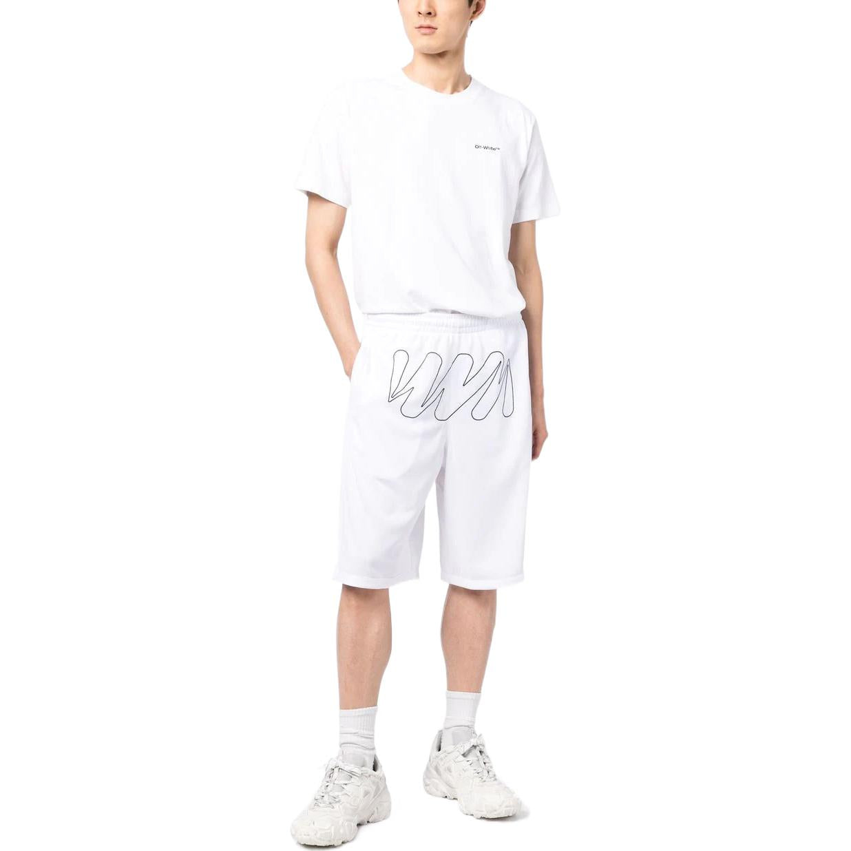 Off-White Wave Outl Diagonal Mesh Shorts OMCB076F22FAB0011011