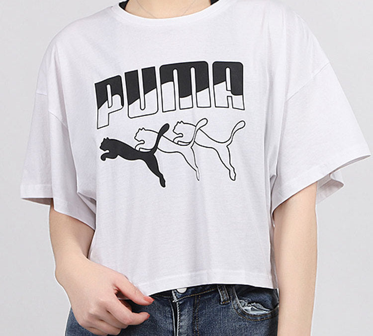 (WMNS) PUMA Chest Large Logo Printing Short Sleeve White 582808-52