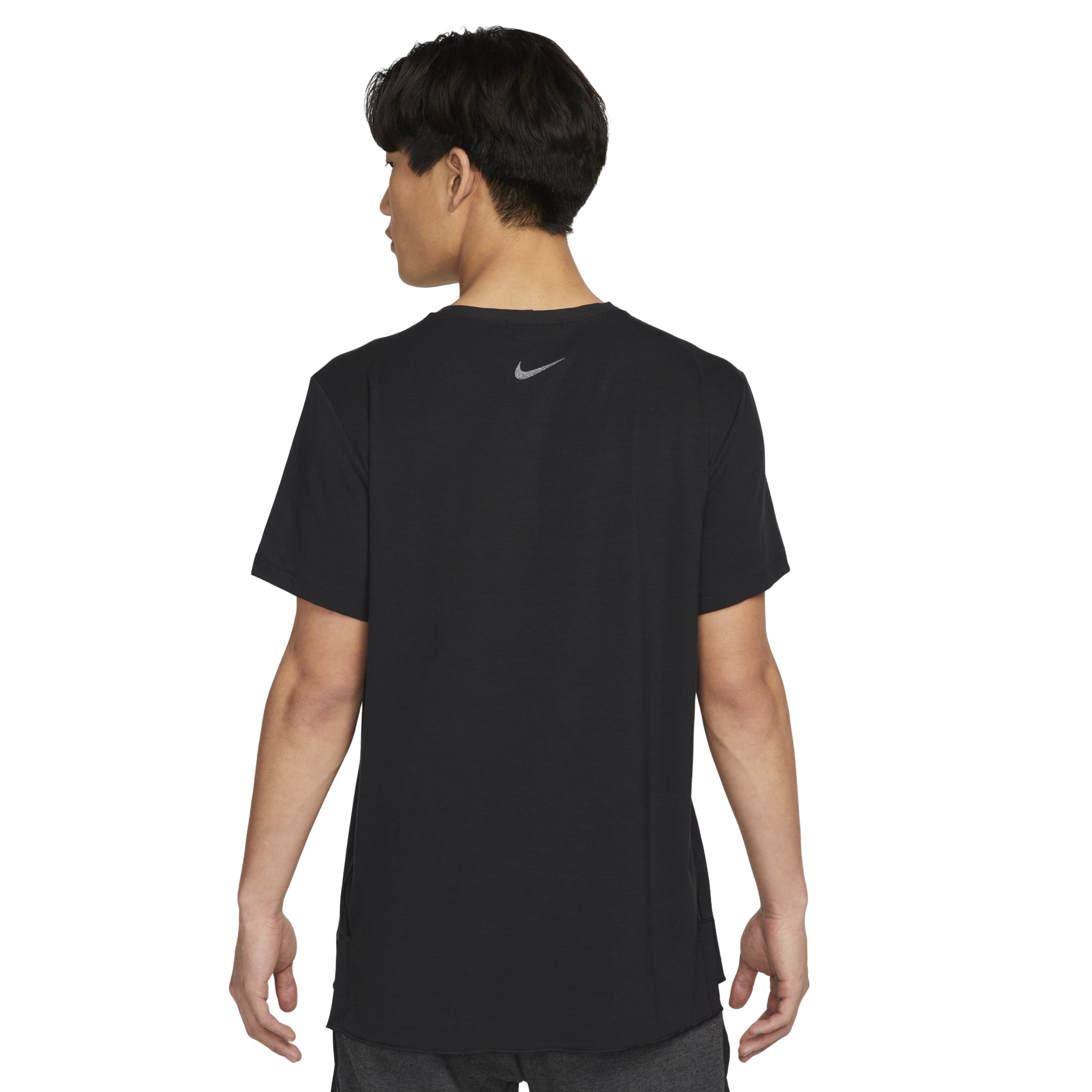 Nike Yoga Dri-Fit Solid Color Round Neck Short Sleeve Black DM7826-010