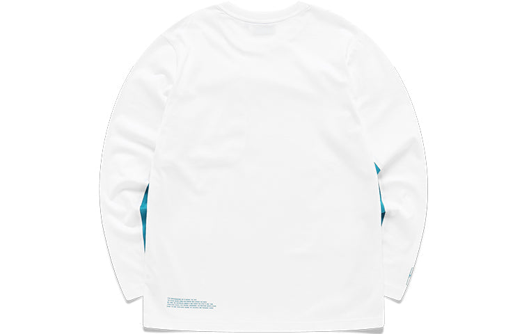 Men's FILA FUSION Athleisure Casual Sports Contrasting Colors Round Neck Long Sleeves White T-Shirt T11M133205F-WT