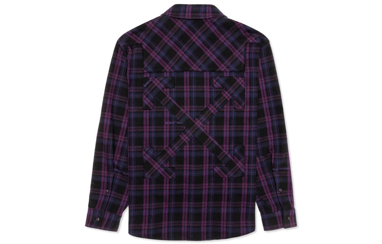Off-White SS20 Small Stamp Checked Shirt For Men Purple/Black OMGA098R20G710212901