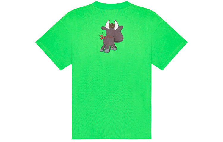Balenciaga SS21 Small Pattern Cartoon Printing Short Sleeve Unisex Green 612966TJVM93302