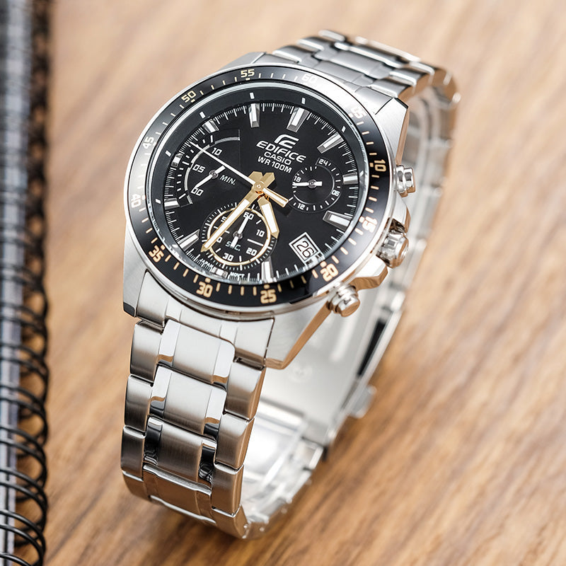 CASIO EDIFICE Waterproof Men Silver/ Mens Black Analog EFV-540D-1A9VUPR