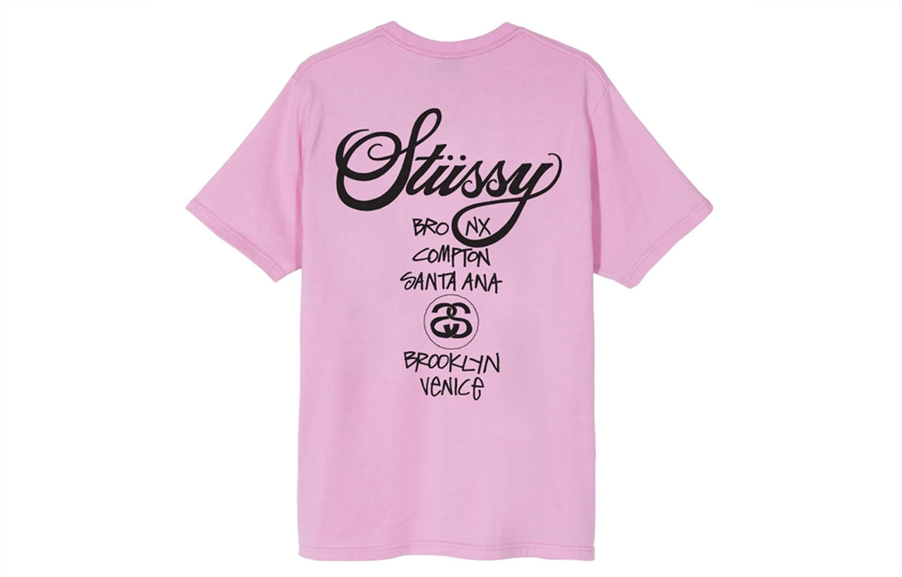 Stussy World Tour Tee Classic Short Sleeve Unisex Pink 3903514