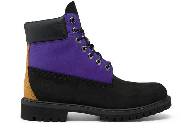 Timberland 6 Inch Premium Waterproof Wide Fit Boot 'Black Nubuck with Purple' A2KDPW