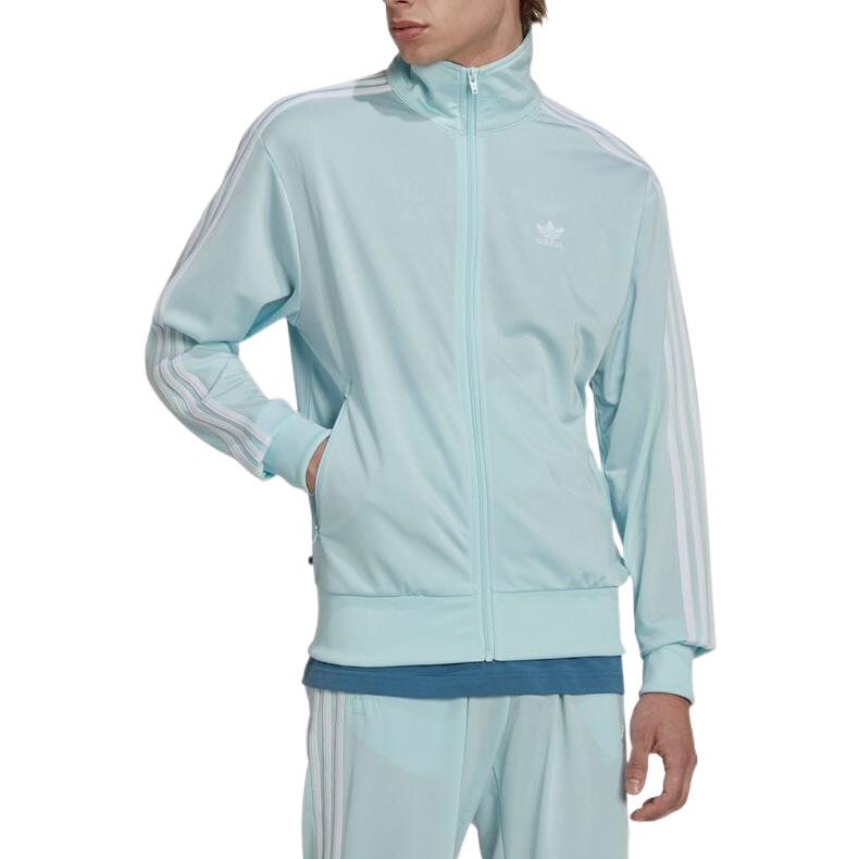 Men's adidas logo Printing Stand Collar Zipper Jacket Japanese Version Blue HL9341