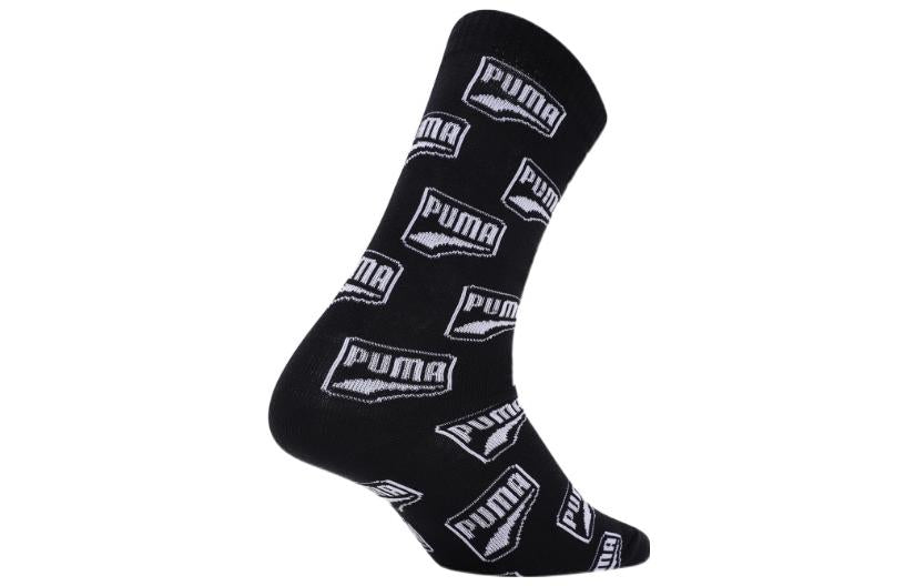 PUMA Logo Printed Sport Socks 'Black White' 935819-01