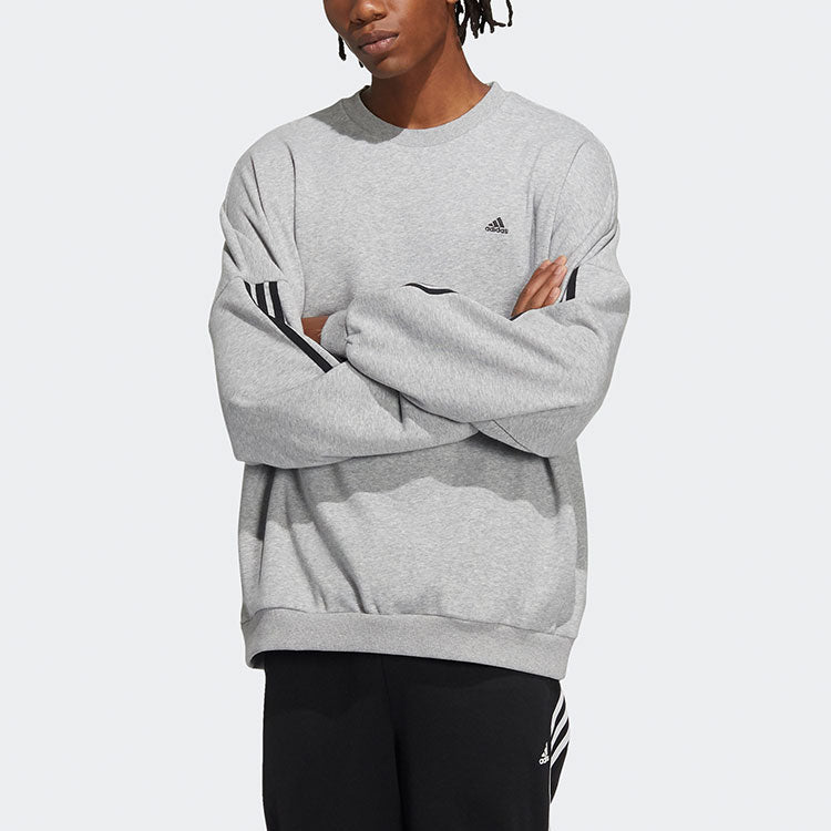 Men's adidas Sports Round Neck Pullover Long Sleeves Gray HC9967