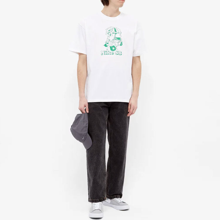 Nike SB Skateboard Sports Funny Cartoon Printing Short Sleeve White DD1308-100