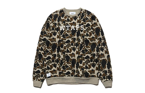 WTAPS Design Crew Neck College / Sweatshirt Camou Hooded Sweater Men's Green 182ATDT-CSM03S