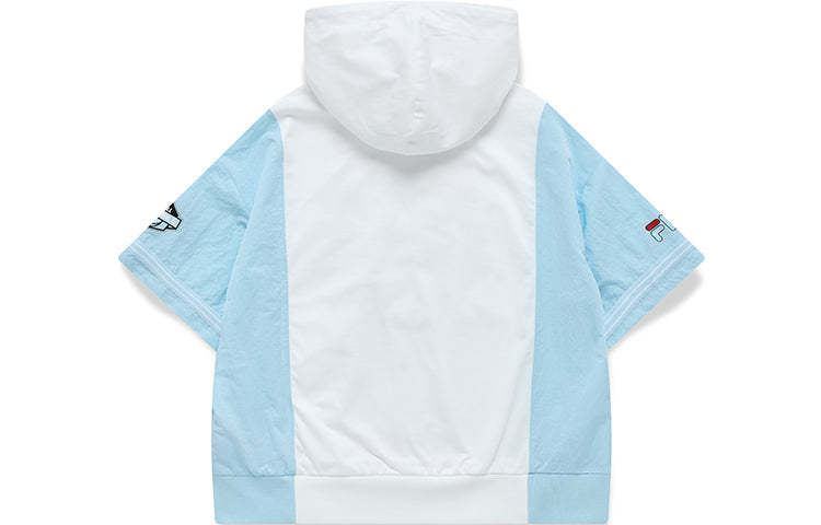 FILA FUSION Logo Printing Contrasting Colors Knit hooded three-quarter sleeve White T11W125102F-WT