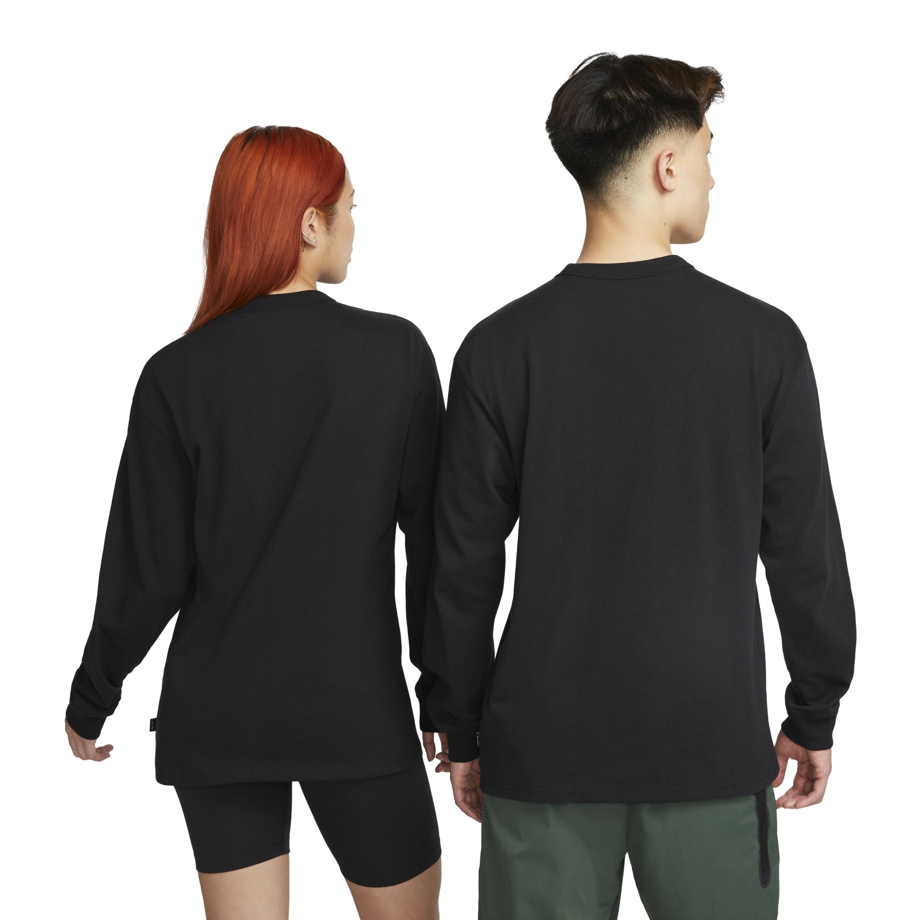 Nike Sportswear Premium Essentials Solid Color Sports Round Neck Pullover Long Sleeves Black DO7391-010