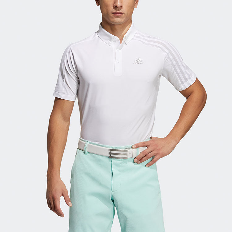 adidas Golf Sports Solid Color Short Sleeve Polo Shirt White GM3614
