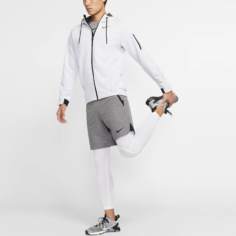 Nike Logo Printing Plus Fleece Hooded Jacket Coat White CU3678-100