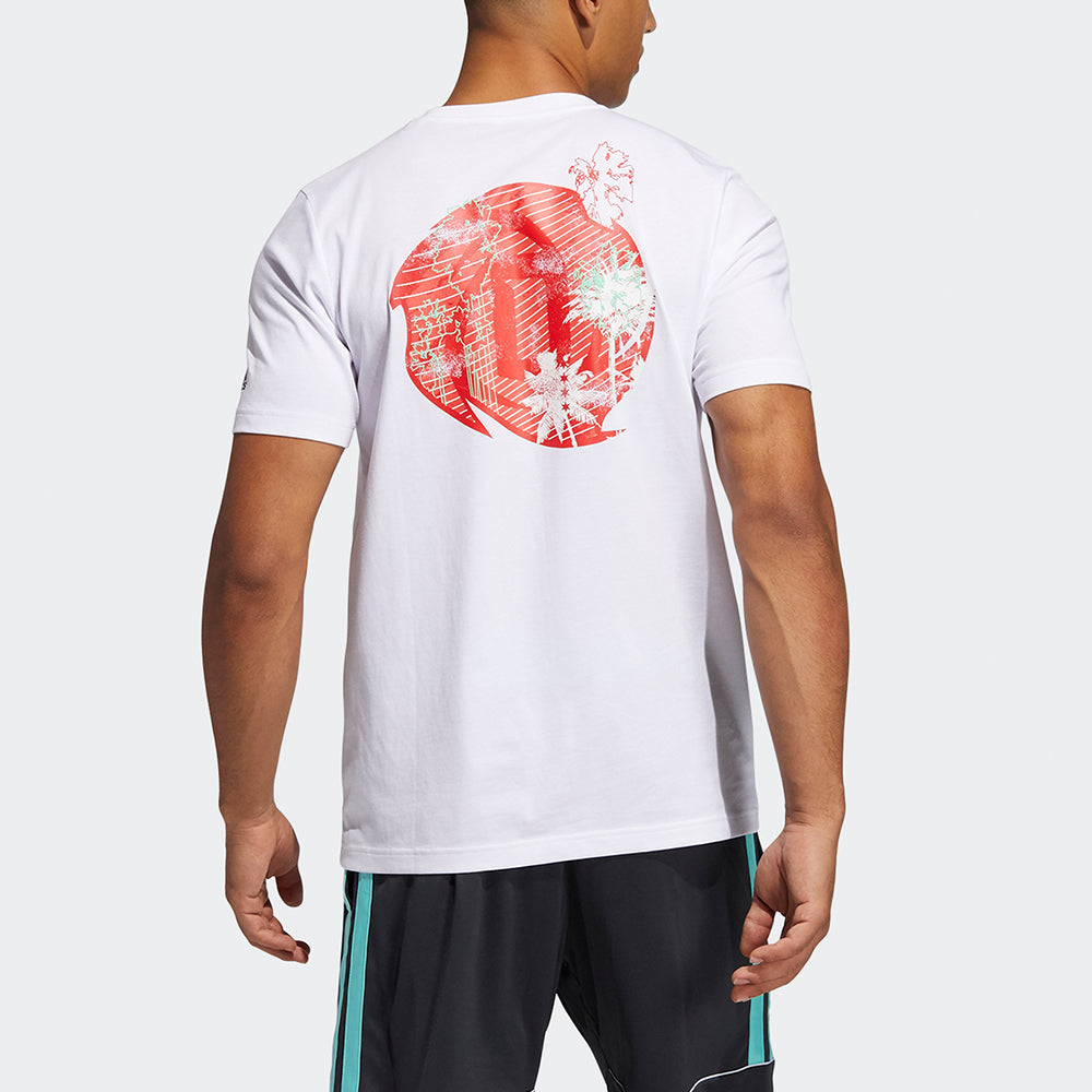 adidas Bw Rose Tee Basketball Sports Printing Round Neck Short Sleeve White GP9774