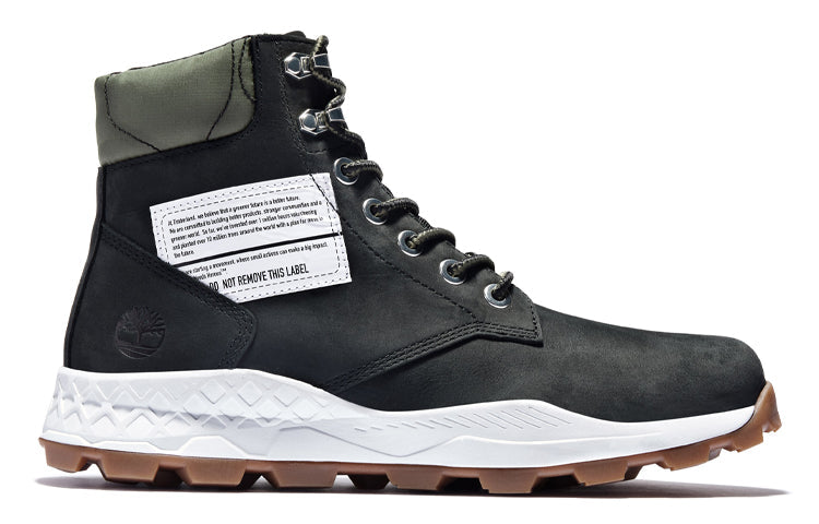 Timberland 6 Inch Brooklyn Side Zip Boots 'Black Nubuck with Green Padded Collar' A41Y6001
