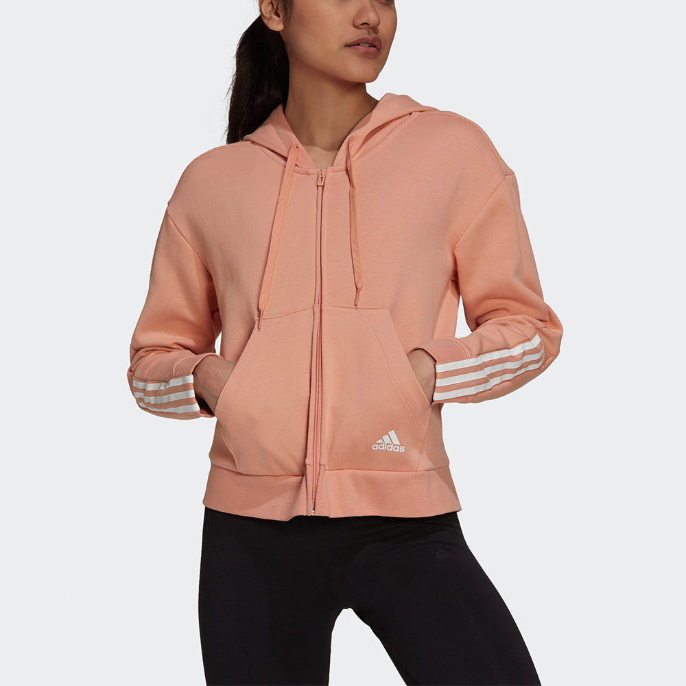 (WMNS) adidas W Dk Fz Hd Drawstring Hooded Jacket Pink Red H07804