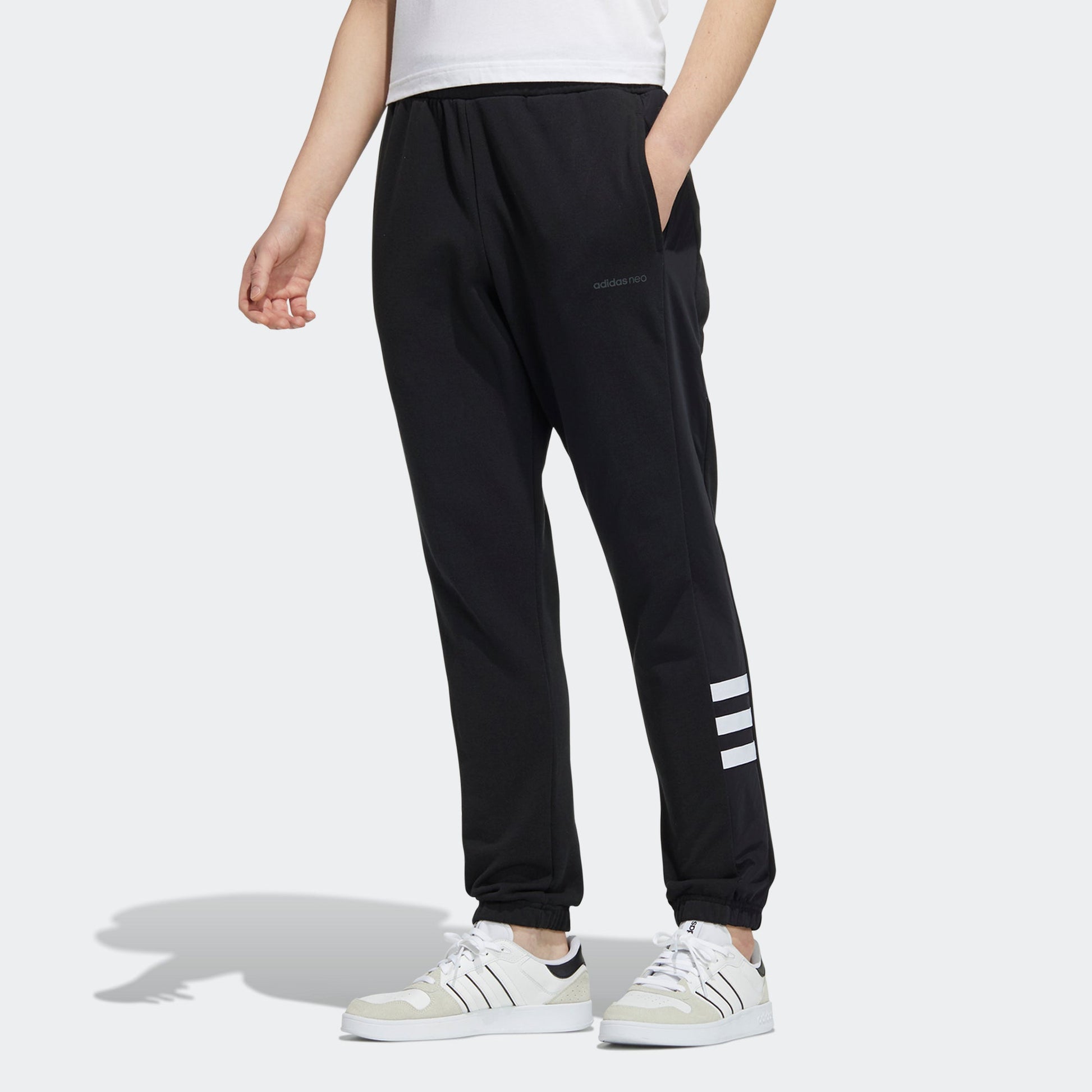 Men's adidas neo Sw Knt Wv Tp Athletics Running Bundle Feet Sports Pants/Trousers/Joggers Black H45210