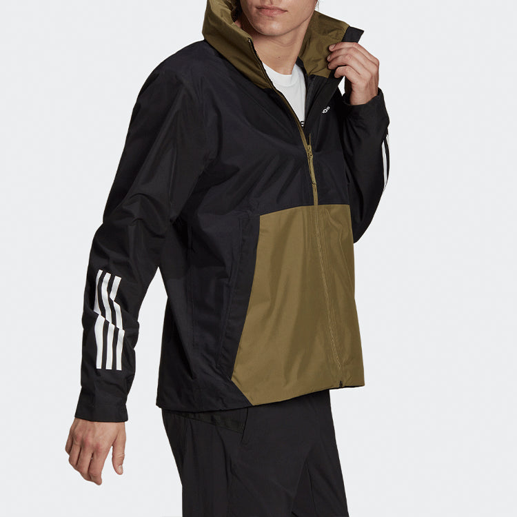 adidas BSC 3S R.R JKT Contrast Color Stitching Hooded Jacket Olive Green H65774
