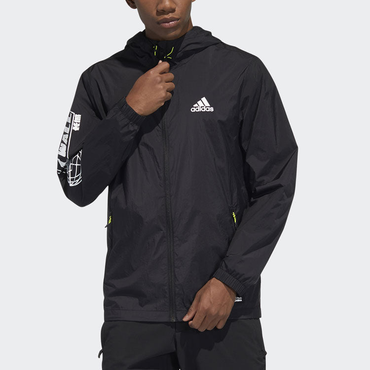 adidas Outdoor Athleisure Casual Sports Hooded Jacket Black HB8917