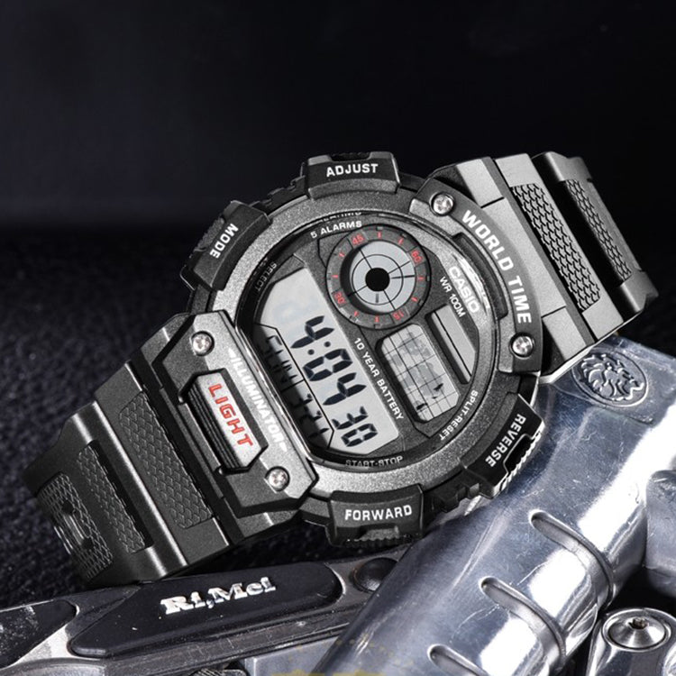 CASIO G Shock Quartz Waterproof Sports Shockproof Black Strap Mens Black Digital AE-1400WH-1A