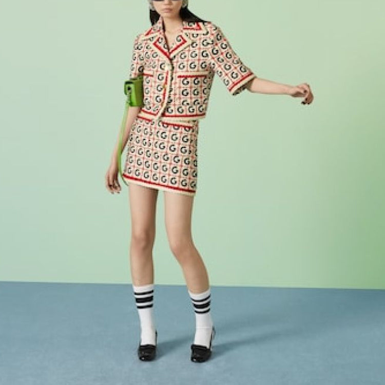 (WMNS) Gucci G Check Lam Tweed Jacket 'White Red' 745102-ZAM4S-9229
