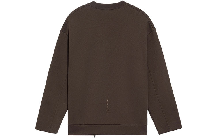 Li-Ning x Dragon Crossover Series Diagonal Zipper Design Loose Round Neck Pullover Black Brown AWDS295-3