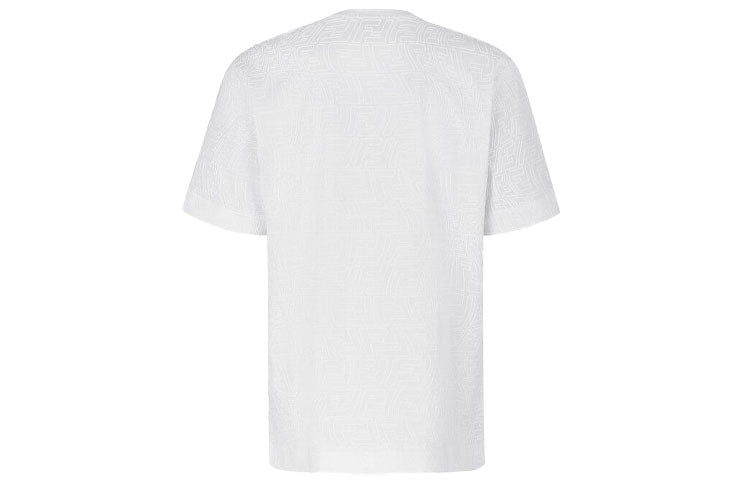 Men's FENDI FW21 F Pattern Printing Round Neck Short Sleeve White T-Shirt FY0936AGABF0QA0