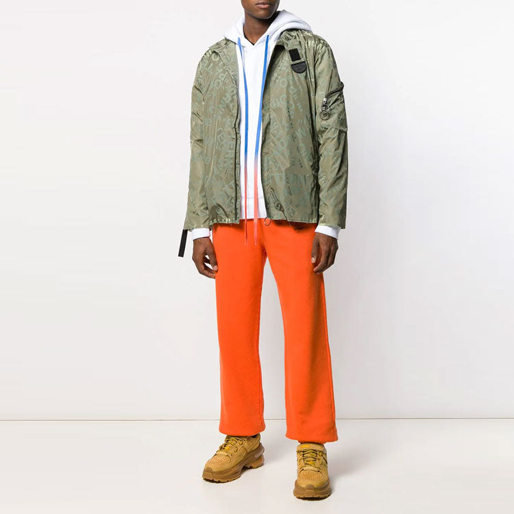 Off-White FW21 Large Alphabet Logo Printing Zipper Jacket Version Green OMBD015F19A230034300