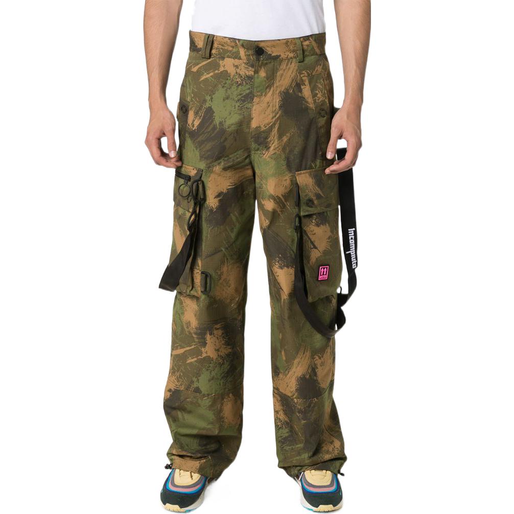 Men's Off-White SS22 Pattern Printing Cargo Casual Pants/Trousers Loose Fit Green OMCF009E19A660189901