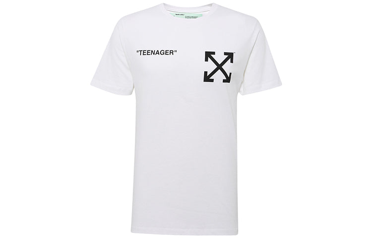 Off-White C/O Virgil Abloh Men'S White Flamed Bart Short Sleeve Slim Tee OMAA027S191850350188