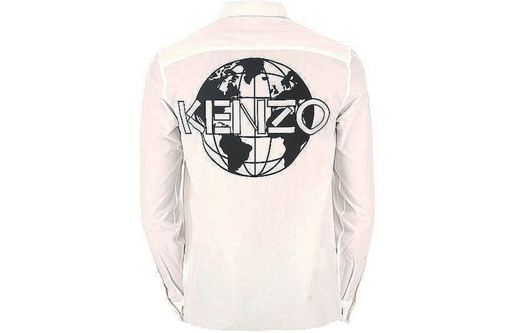 Men's KENZO Back Logo Printing Long Sleeves Shirt White 5CH8401FA-K01-BLANC