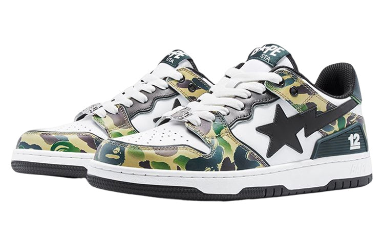 A BATHING APE SK8 Sta 12 Leather Low 'Camo' MX91008-CAMO