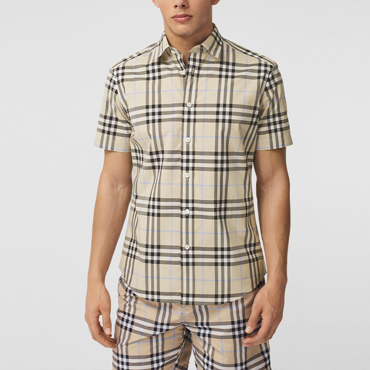 Men's Burberry SS21 Logo Plaid Loose Shirt 80386641
