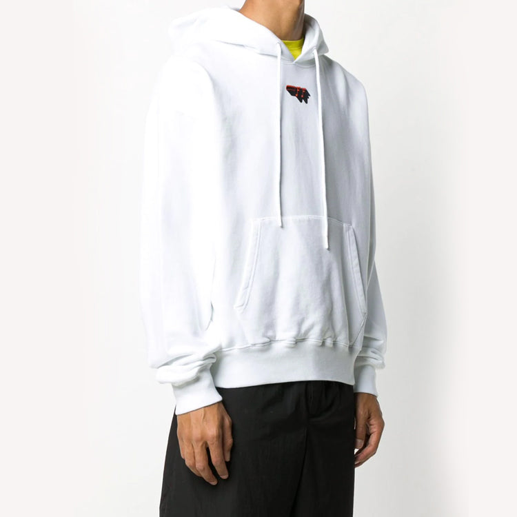 Off-White FW20 Logo Hooded Pullover Men White OMBB037E20FLE0080110