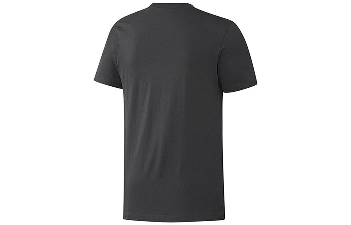 adidas Solid Color Large Logo Quick Dry Breathable Training Casual Short Sleeve Black DX1963