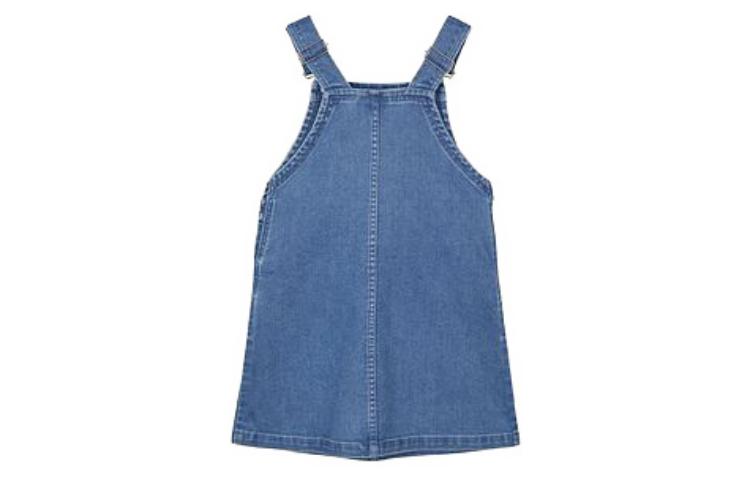 (GS) Skechers Solid Color Denim Overall Fitted Sleeveless Dress 'Blue' L223G110