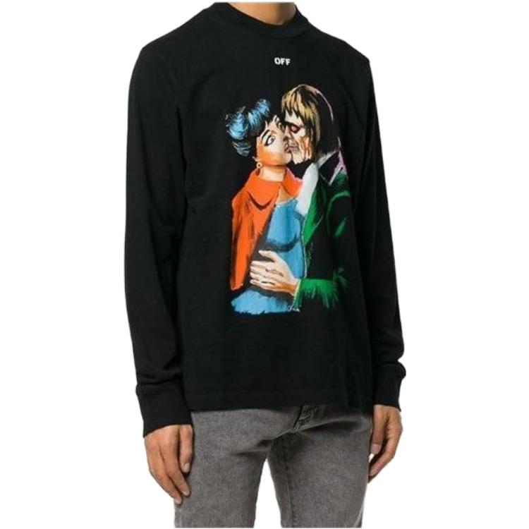 Off-White Kiss Printing Round Neck Black Slim Fit OMAB021R191850031088