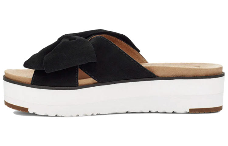 (WMNS) UGG Joanie Platform Slide Bow Black Slippers 1107885-BLK